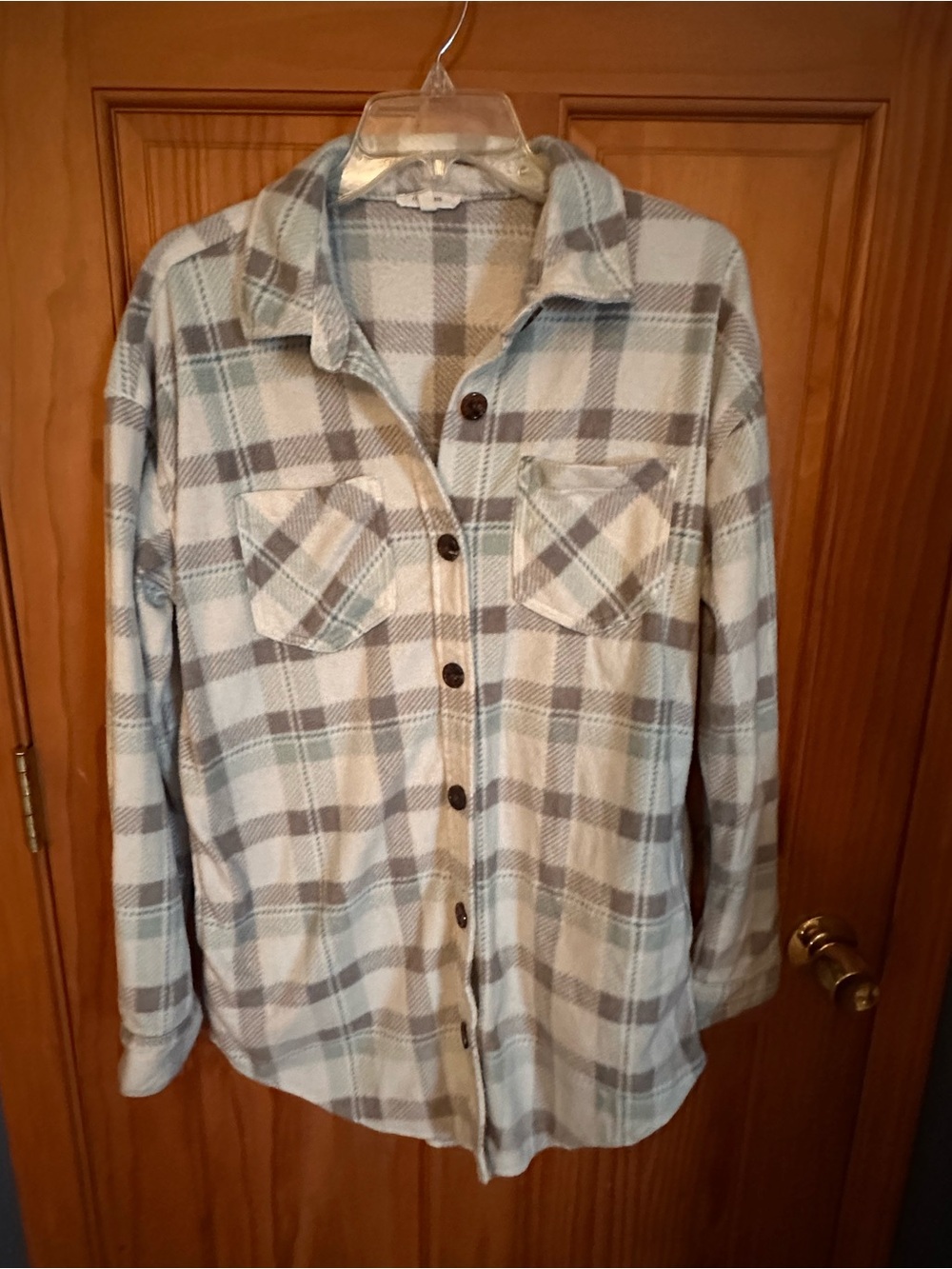 Maurices Blue and Gray Plaid Button Shirt